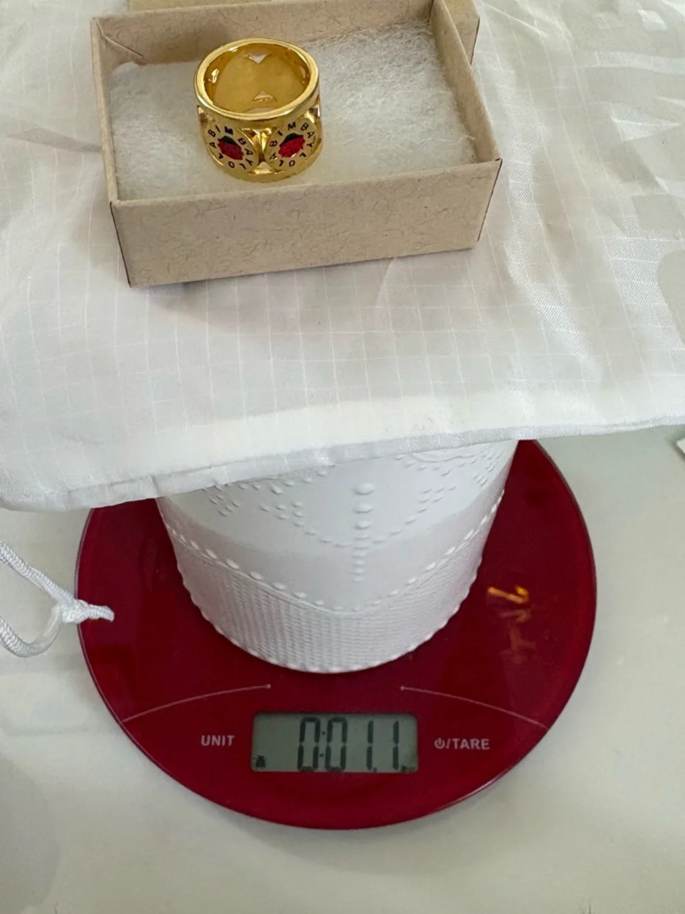 Bimba Y Lola Gold Tone Wide-Band Statement Ring with Red Ladybug Design Size 6.5 - Picture 8 of 9